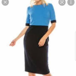 Maggy London color block blue dress NWT